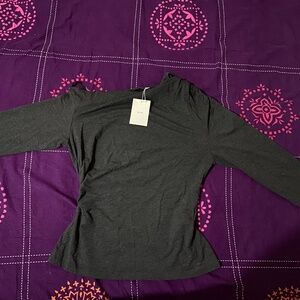 RUCHED ASYMMETRICAL LONG SLEEVE TOP